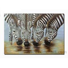Handmade zebra óleo pintura água potável